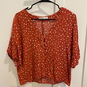 Polka dot button down top
